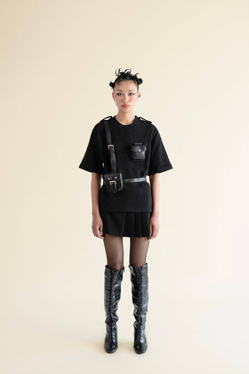 Undo T-shirt With Detachable Leather Harness