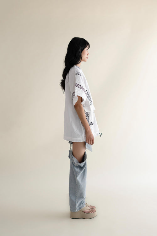 Aztec Embroidered Kimono with Drawstring