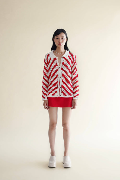 Candy Cane Long Sleeve Handmade Crochet Shirt