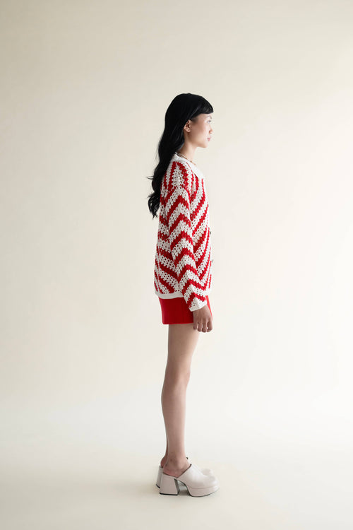 Candy Cane Long Sleeve Handmade Crochet Shirt