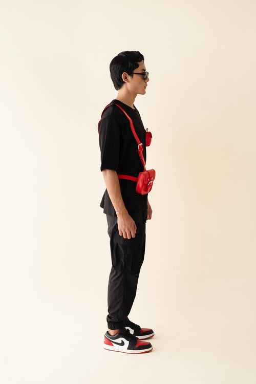 Undo T-shirt With Detachable Leather Harness