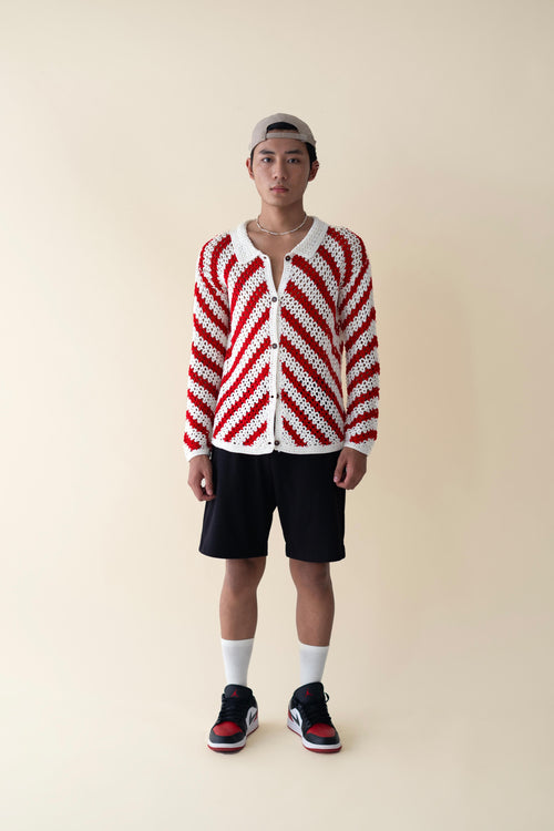 Candy Cane Long Sleeve Handmade Crochet Shirt