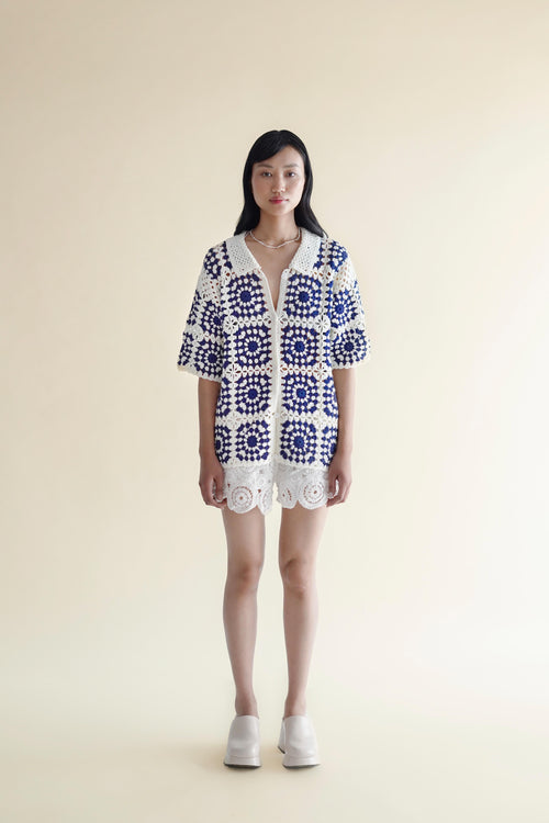 Granny Square Short Sleeve Handmade Crochet Shirt