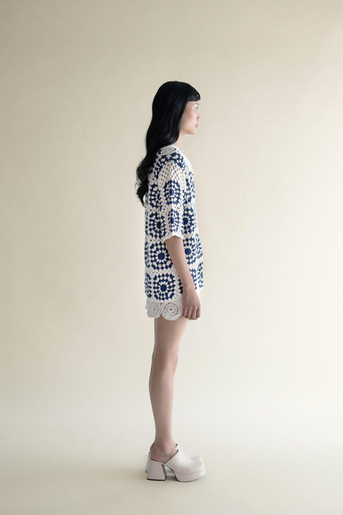 Granny Square Short Sleeve Handmade Crochet Shirt