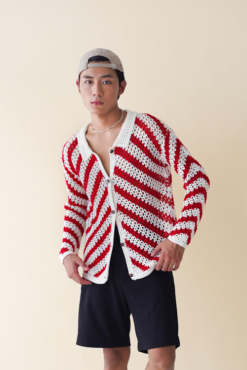 Candy Cane Long Sleeve Handmade Crochet Shirt