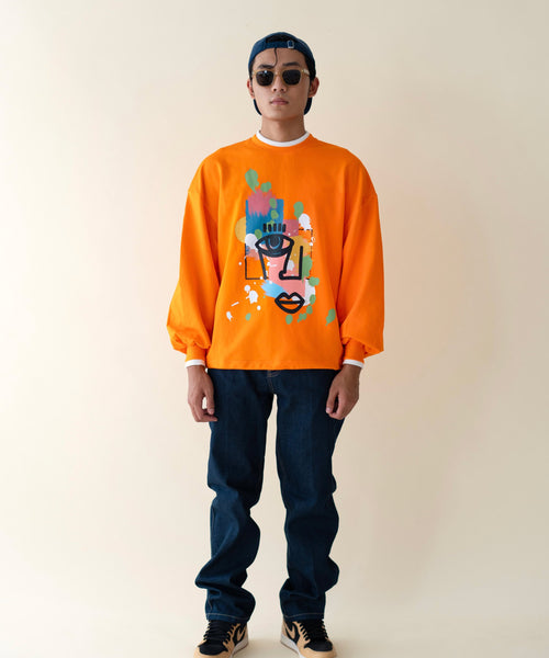 Abstract relaxed-fit sweatshirt in 100% cotton, men's, front view – EXPLICIT streetwear UAE, Dubai & Abu Dhabi