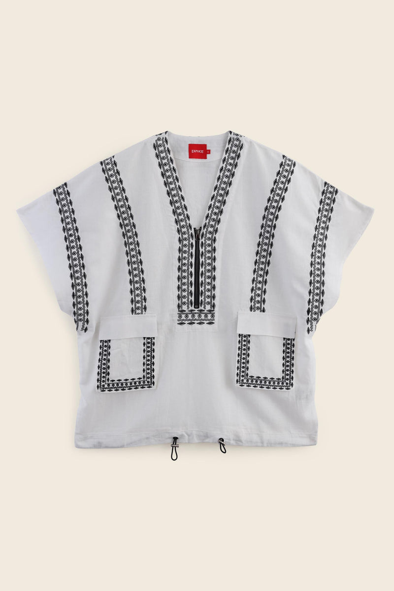 EXPLICIT Aztec Embroidered Kimono with Drawstring 5
