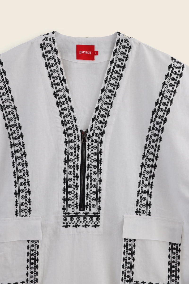 EXPLICIT Aztec Embroidered Kimono with Drawstring 8