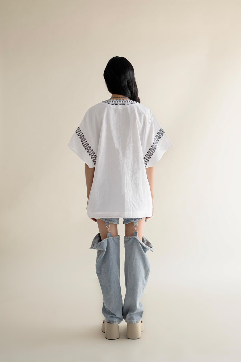 EXPLICIT Aztec Embroidered Kimono with Drawstring 3