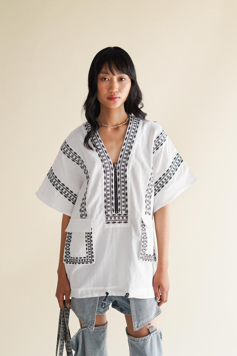 EXPLICIT Aztec Embroidered Kimono with Drawstring 4