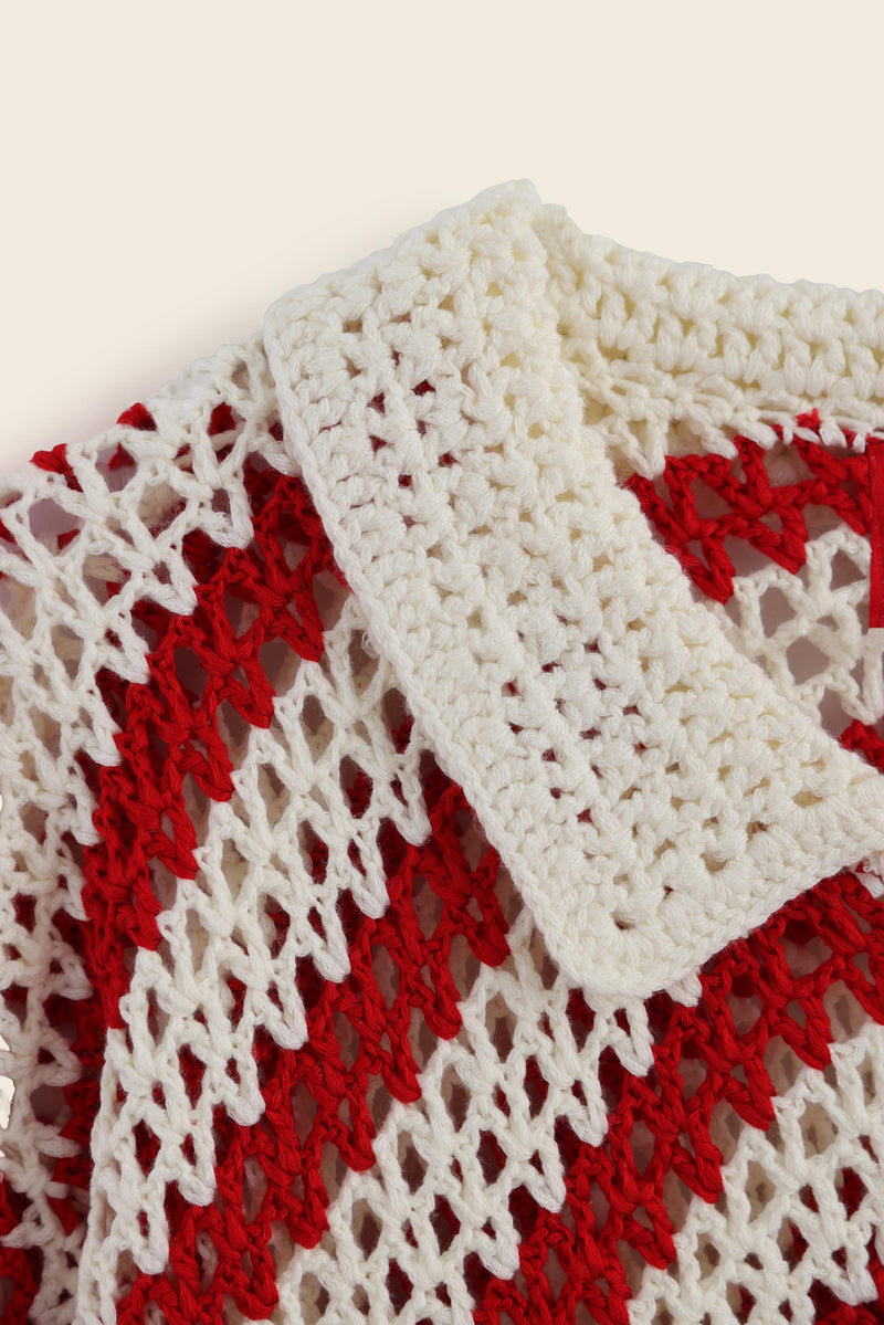 EXPLICIT Candy Cane Long Sleeve Handmade Crochet Shirt 7