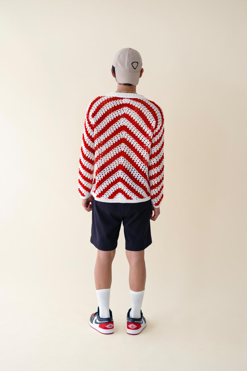 EXPLICIT Candy Cane Long Sleeve Handmade Crochet Shirt 4