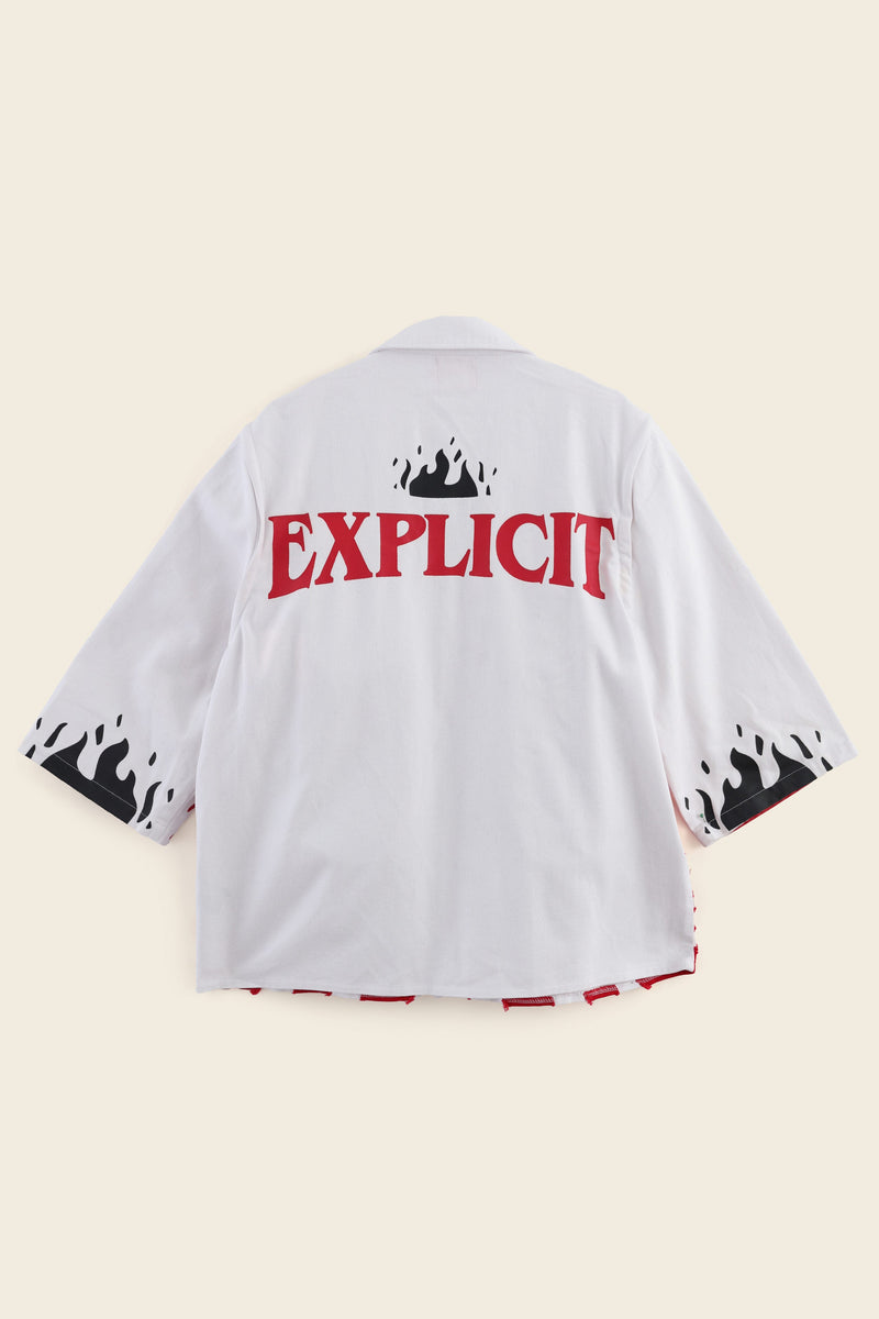 EXPLICIT Frayed denim 3/4th Sleeve Overshirt with pockets 5
