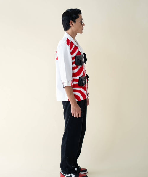 Frayed denim overshirt in 100% cotton, men’s, back view – EXPLICIT streetwear UAE, Dubai & Abu Dhabi