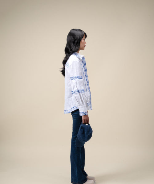 Freestyle embroidered long sleeve shirt in 100% linen, back view – EXPLICIT streetwear UAE, Dubai & Abu Dhabi