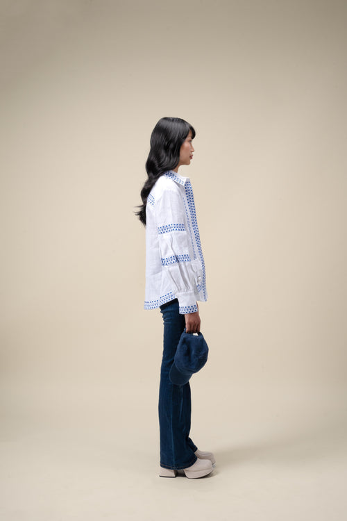 Freestyle embroidered long sleeve shirt in 100% linen, back view – EXPLICIT streetwear UAE, Dubai & Abu Dhabi