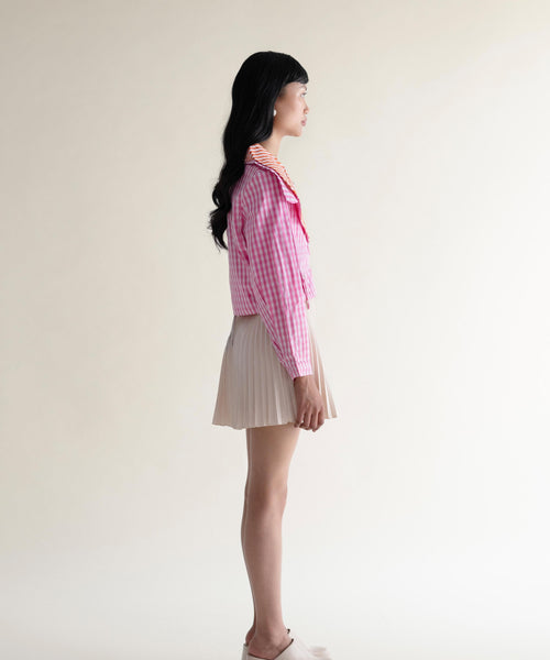 Gingham Pop crop jacket in 100% cotton, women’s, back view – EXPLICIT streetwear UAE, Dubai & Abu Dhabi