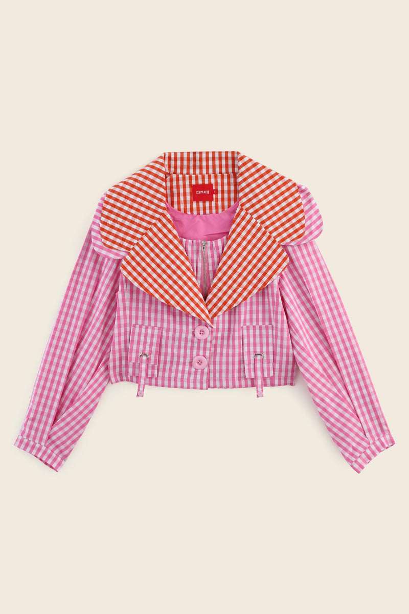 EXPLICIT Gingham Pop Crop Jacket 5