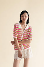 EXPLICIT Marshmallow Short Sleeve Handmade Crochet Shirt thumbnail 2