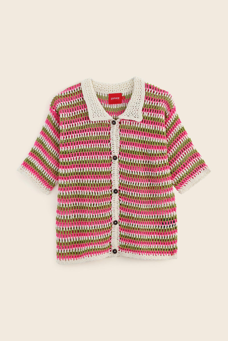 EXPLICIT Marshmallow Short Sleeve Handmade Crochet Shirt 5