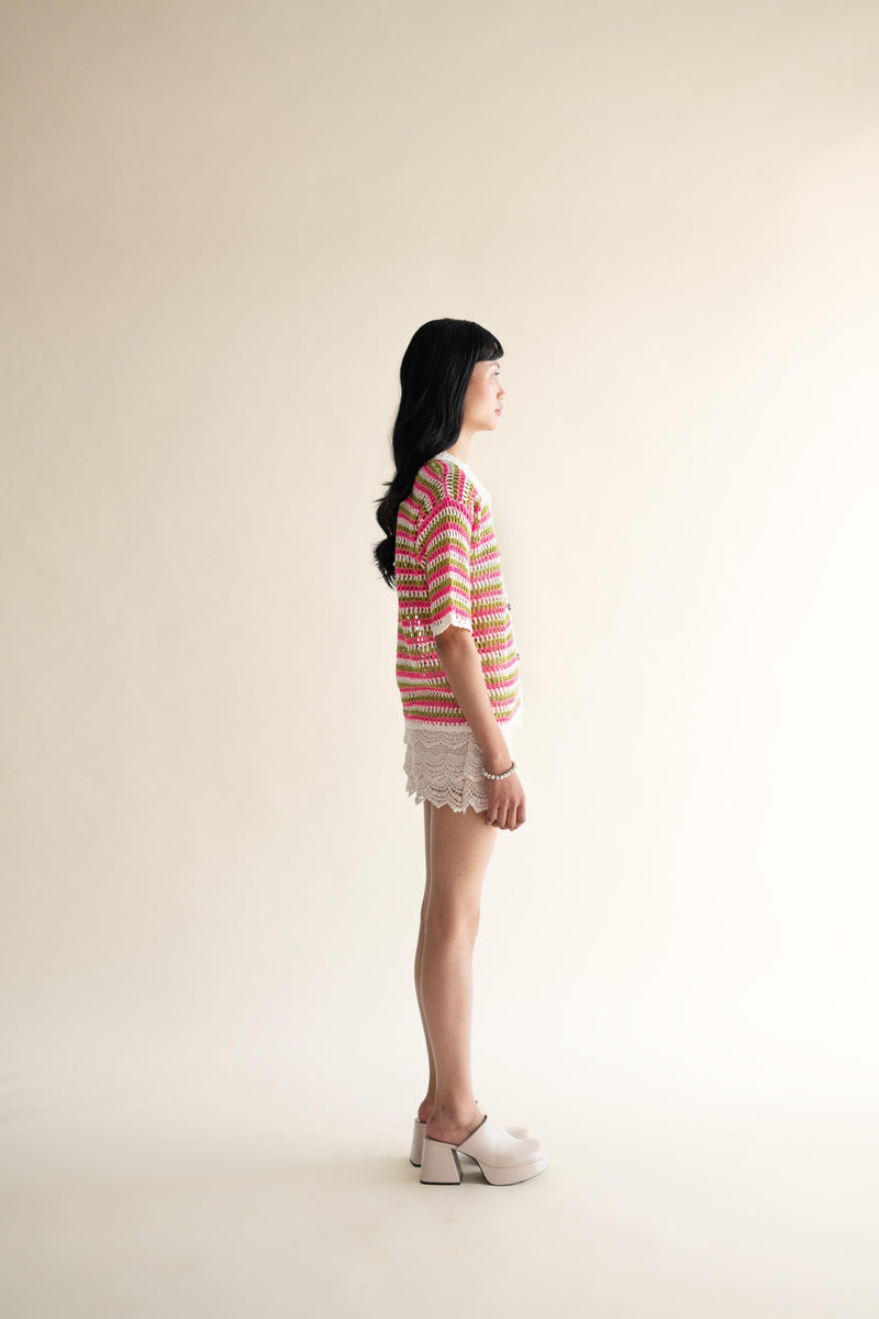 EXPLICIT Marshmallow Short Sleeve Handmade Crochet Shirt 3