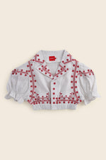 EXPLICIT Puff sleeved Gerbera Daisy Embroidered Top thumbnail 5