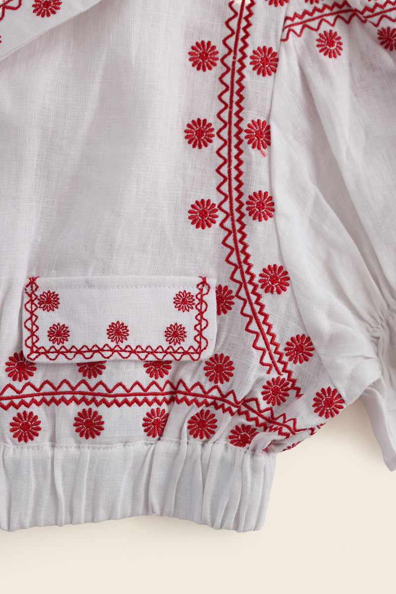 EXPLICIT Puff sleeved Gerbera Daisy Embroidered Top 8