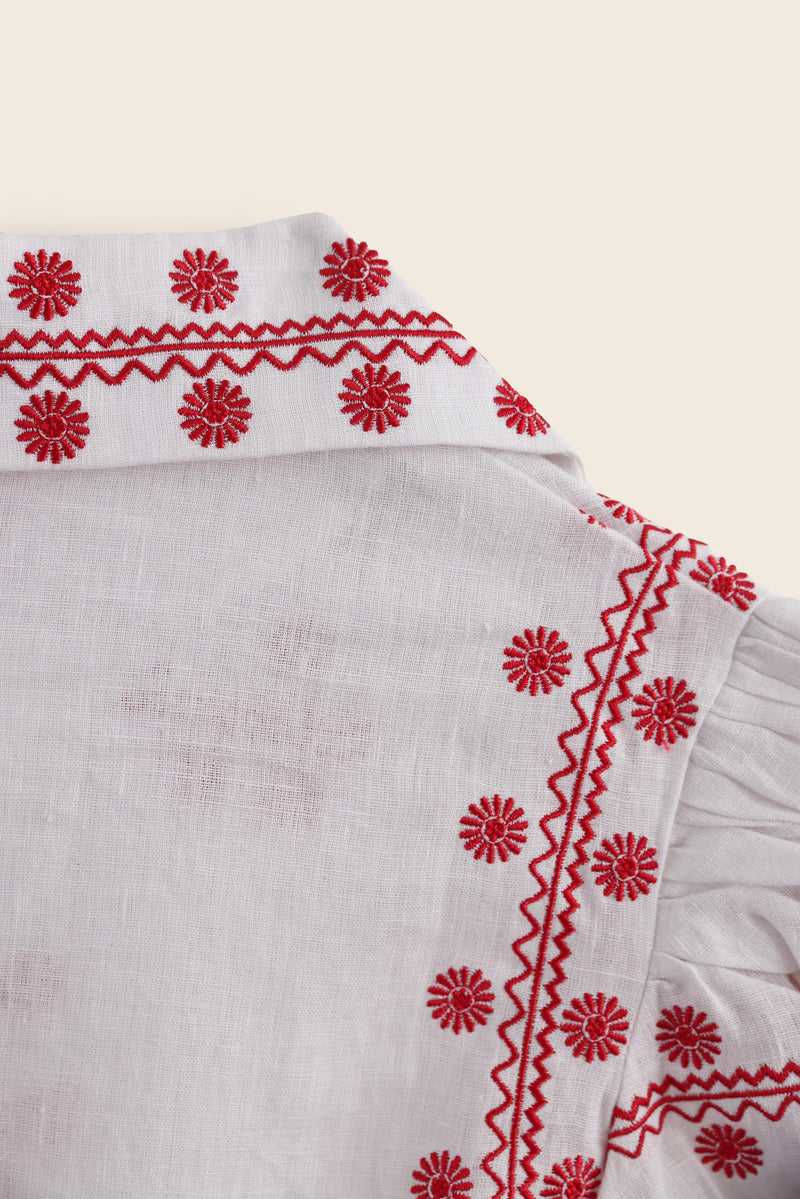 EXPLICIT Puff sleeved Gerbera Daisy Embroidered Top 9