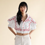 EXPLICIT Puff sleeved Gerbera Daisy Embroidered Top thumbnail 4