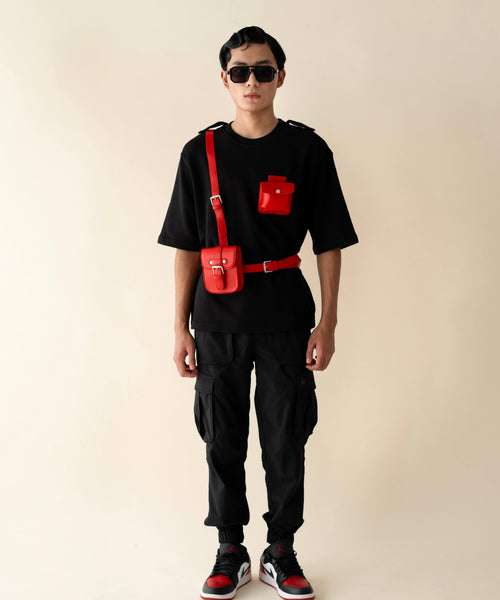 Undo detachable harness tee in 100% cotton, front view – EXPLICIT streetwear UAE, Dubai & Abu Dhabi