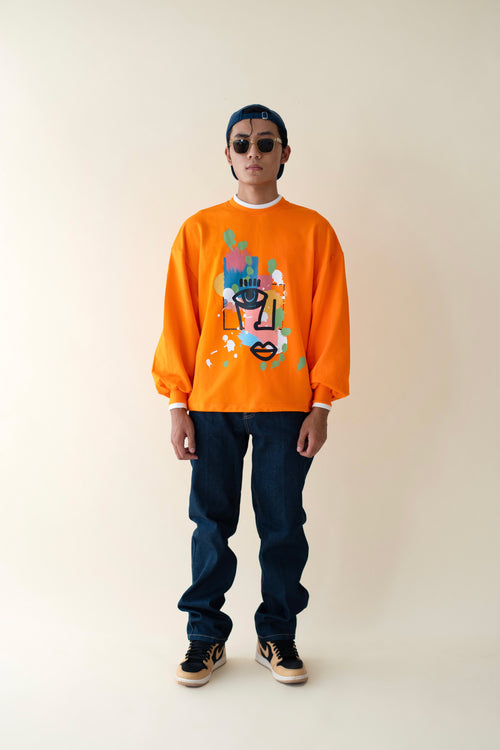 Relaxed fit men orange sweatshirt