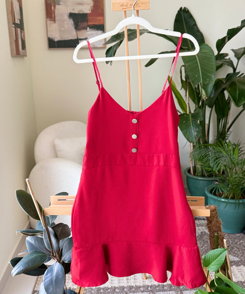 Vintage Dress Maroon Slip Buttoned — Women – The Revival Line, EXPLICIT streetwear UAE (1/2)