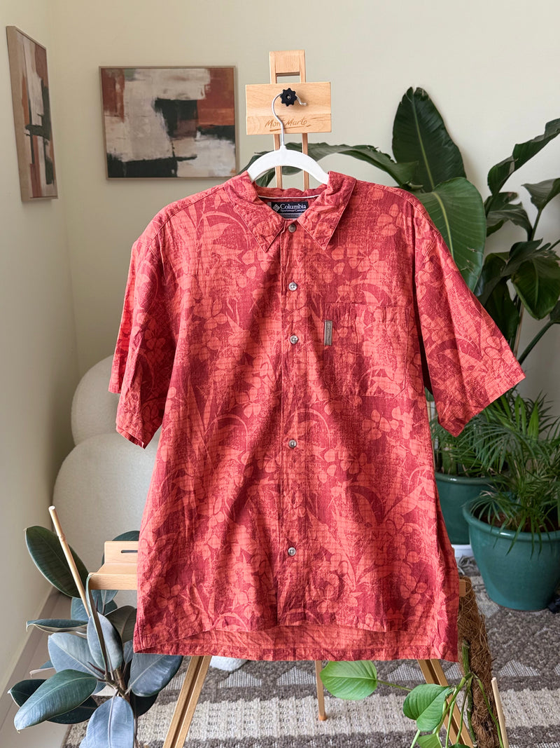 EXPLICIT Columbia Buttoned Orange Printed Shirt — Men