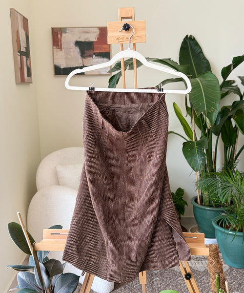 Vintage Skirt Brown Textured Midi — Women – The Revival Line, EXPLICIT streetwear UAE (1/2)