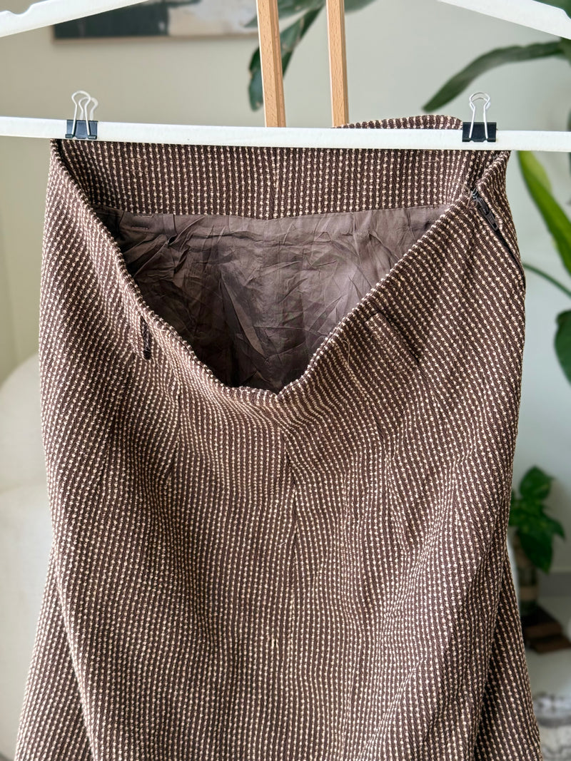 EXPLICIT Vintage Brown Textured Midi Skirt — Women 2