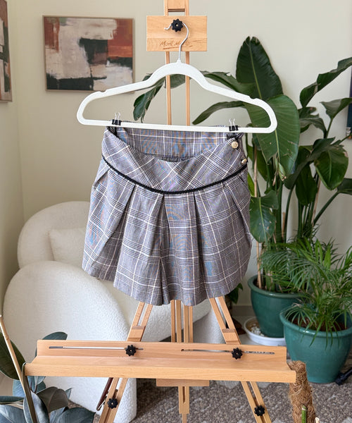 Vintage Skirt Grey Blue Plaid Pleated — Women – The Revival Line, EXPLICIT streetwear UAE (1/2)