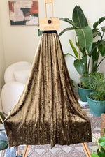 EXPLICIT Velvet Olive Pleated Maxi Skirt — Women thumbnail 1