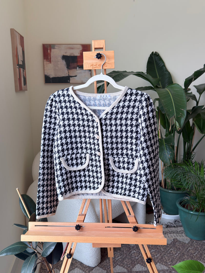 EXPLICIT Vintage Black White Checkered Buttoned Blouse — Women