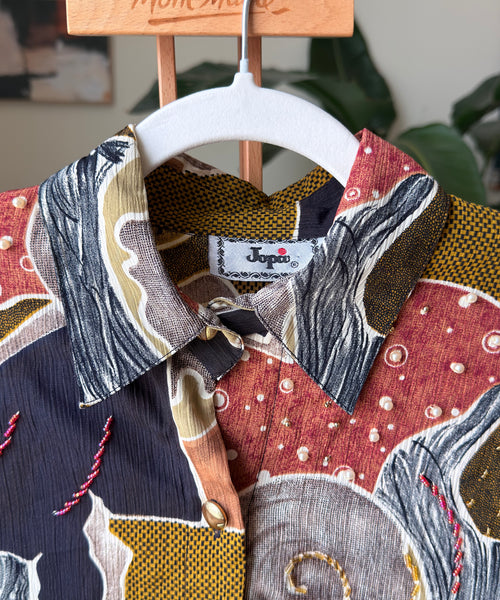 Vintage Buttoned Shirt Multi Color Pattern Classic — Women – The Revival Line, EXPLICIT streetwear UAE (2/3)
