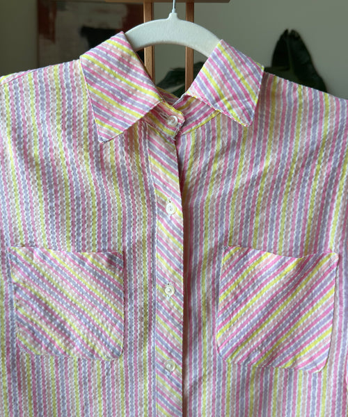 Vintage Buttoned Shirt Pink Yellow Lilac — Women – The Revival Line, EXPLICIT streetwear UAE (2/2)
