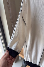 EXPLICIT Off Shoulder Ribbed White and Black Oversized Top — Women thumbnail 3