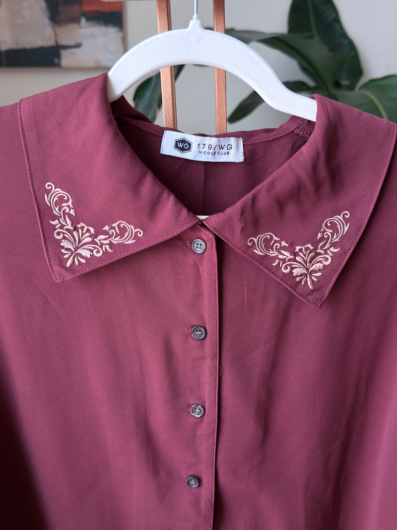 EXPLICIT Vintage Embroidered Maroon Shirt — Women 2