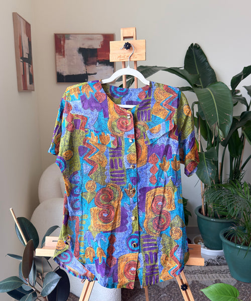 Vintage Buttoned Shirt Multi Color Long — Women – The Revival Line, EXPLICIT streetwear UAE (1/2)