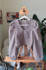 EXPLICIT Korean Puff Sleeved Checkered Top — Women thumbnail 1