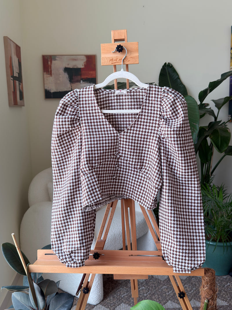 EXPLICIT Korean Puff Sleeved Checkered Top — Women