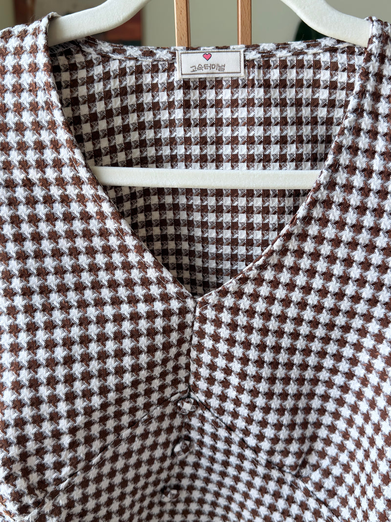 EXPLICIT Korean Puff Sleeved Checkered Top — Women 2