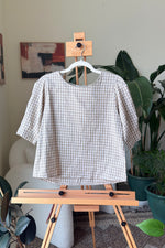 EXPLICIT Checkered White Beige Boxy Top — Women thumbnail 1