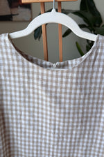 EXPLICIT Checkered White Beige Boxy Top — Women thumbnail 2