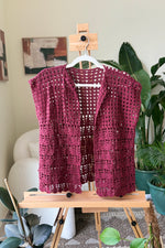 EXPLICIT Maroon Button-up Crochet Top — Women thumbnail 1