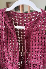 EXPLICIT Maroon Button-up Crochet Top — Women thumbnail 2